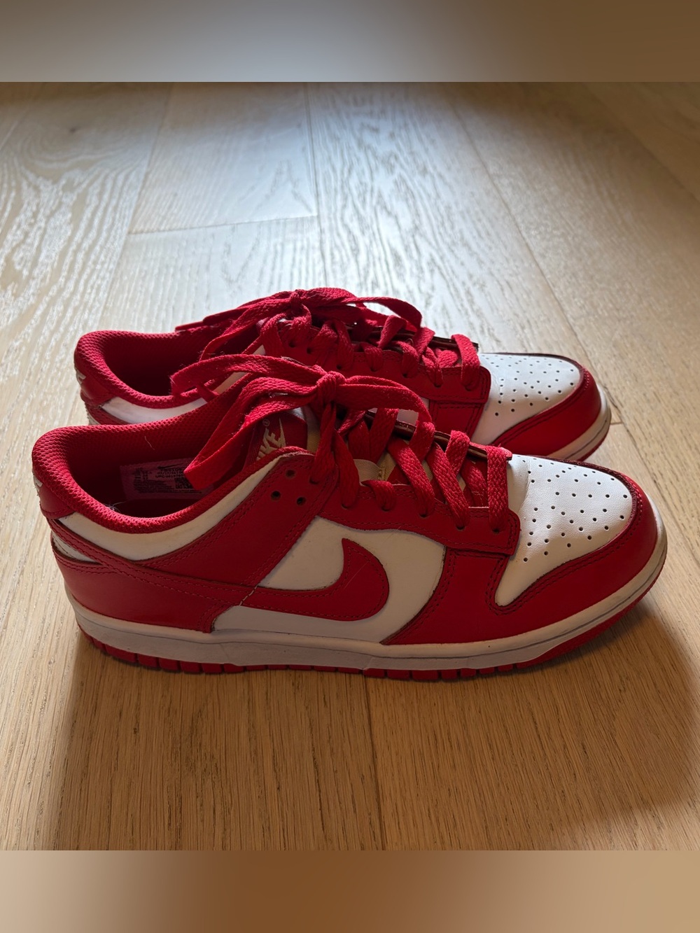 Nike Dunks Red and White Low-Top Sneakers